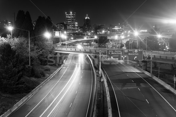 Interstate 5 Travels North Through Portland Oregon Downtown City Stock photo © cboswell