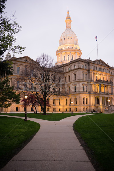 Night Falls Capital Building Lansing Michigan Downtown City Skyl Stock photo © cboswell