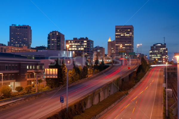 Stock photo: Highway Into Downtown Tacoma Washington City Skyline