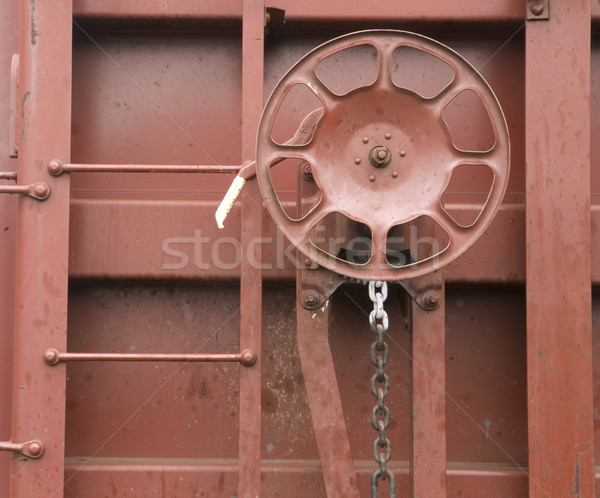 Railroad Boxcar Hand Brake Adjustment Wheel Cargo Transporter Stock photo © cboswell