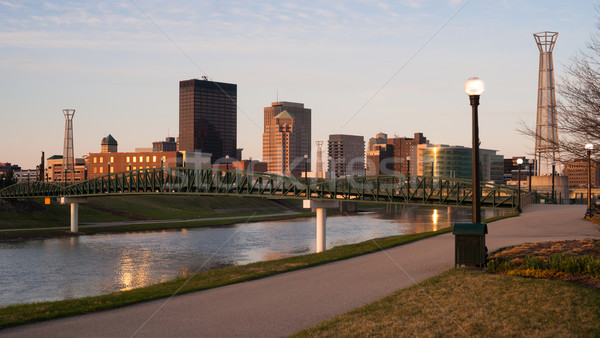 Dayton Ohio Downtown City Skyline Great Miami River Stock photo © cboswell