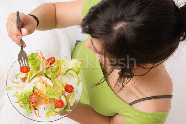 健康飲食 女子 生食 新鮮 綠色 沙拉 商業照片 © cboswell