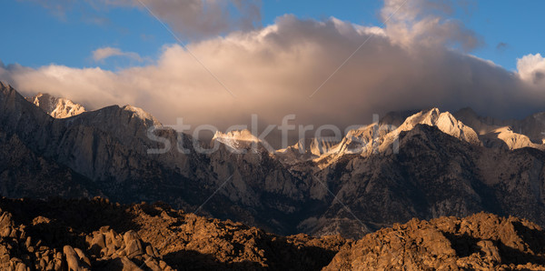 Mt Whitney Covered Cumulus Cloud Sierra Nevada Range California Stock photo © cboswell