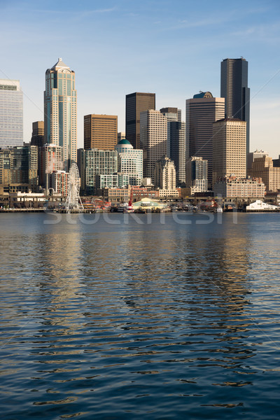 Dok binalar tekneler Seattle Stok fotoğraf © cboswell