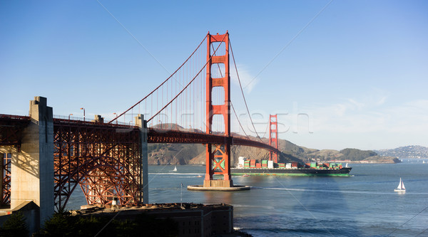 Navire Golden Gate Bridge San Francisco Californie porte-conteneurs eau [[stock_photo]] © cboswell