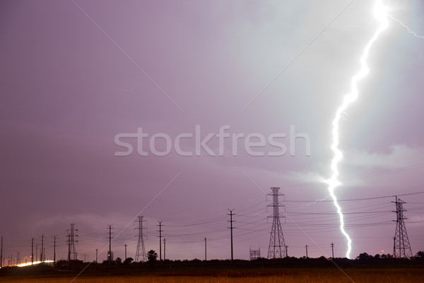 Huge Lightning Bolt Strike Storm Chaser Gulf of Mexico Stock photo © cboswell