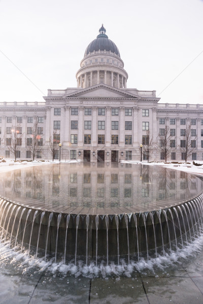 Winter Fountain Landscape Salt Lake City Utah Capital Architectu Stock photo © cboswell