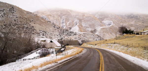 Friss hó domboldal vidéki vidék jelenet Stock fotó © cboswell