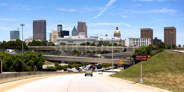 Car Entering Highway Rush Hour Downtown Atlanta Georgia City Sky Stock photo © cboswell