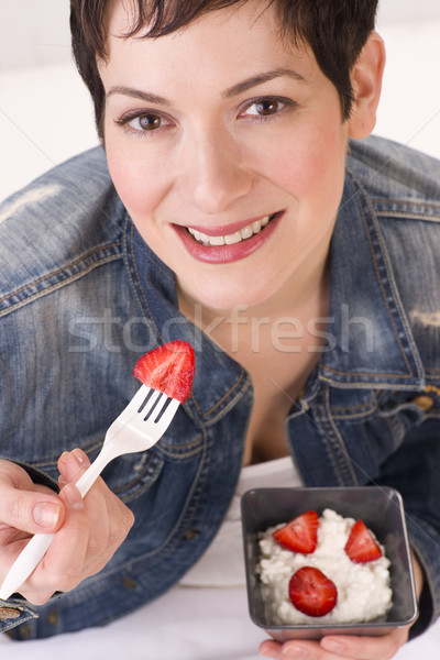 Egészséges ebéd aranyos női nő arc Stock fotó © cboswell