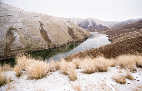 Reservoir slang rivier canyon koud bevroren Stockfoto © cboswell