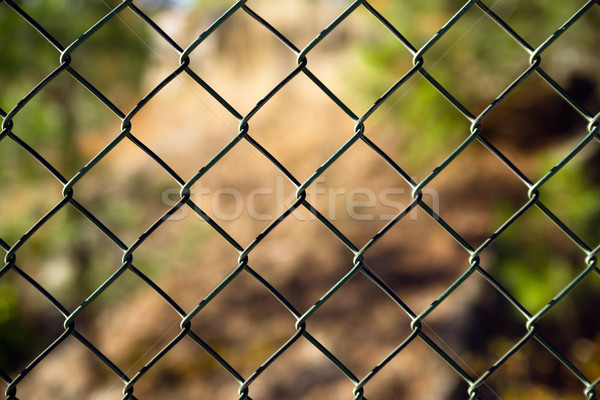 Diagonal Diamond Pattern Chain Link Fence Outside Boundary Stock photo © cboswell