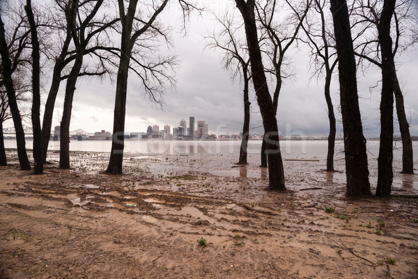 Ohio Fluss Kentucky Hochwasser Eintrag Niederschläge Stock foto © cboswell