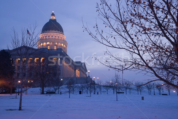 Winter Deep Freeze Sunrise Landscape Utah State Capital Architec Stock photo © cboswell