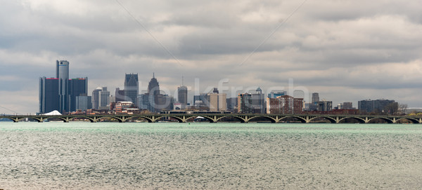 Longtemps panoramique Detroit Michigan rivière centre-ville [[stock_photo]] © cboswell