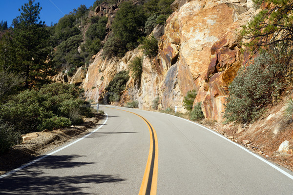 Two Lane Road Through Granite Rock King's Canyon California Stock photo © cboswell
