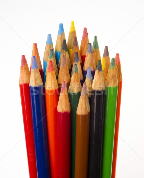 Művészeti kellékek szín ceruzák csoport fehér szett Stock fotó © cboswell