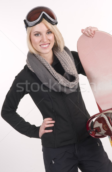 Feliz deportes mujer completo artes snowboard Foto stock © cboswell