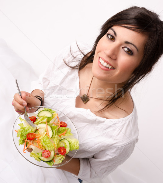 健康飲食 女子 生食 新鮮 綠色 沙拉 商業照片 © cboswell