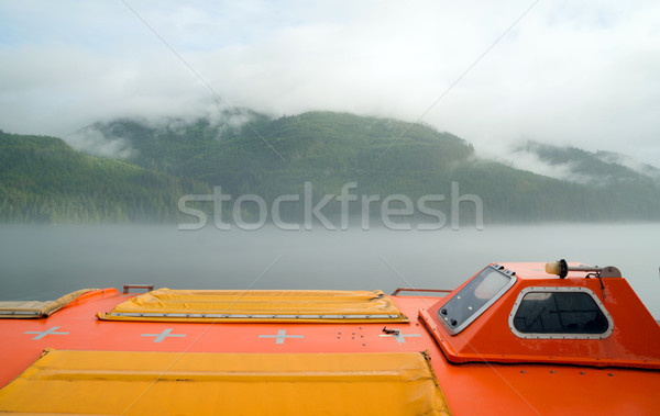 Orange Lifeboat Inside Passage Sea Ocean Liner Cruise Stock photo © cboswell