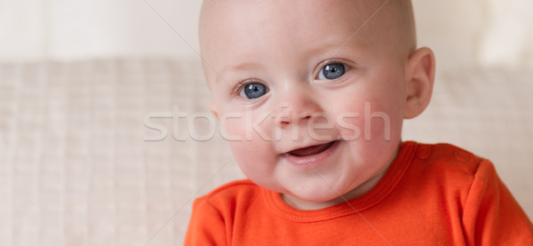 Close Up Portrait Young Blue Eyed Infant Boy Male Child Stock photo © cboswell