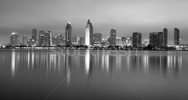 Tarde noite San Diego centro da cidade nuvens Foto stock © cboswell