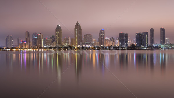 San Diego éjfél sziluett késő éjszaka víz Stock fotó © cboswell