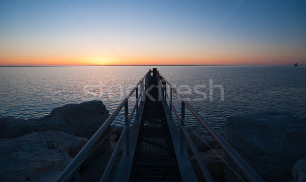 Nap felfelé tó Michigan kikötő halászat Stock fotó © cboswell