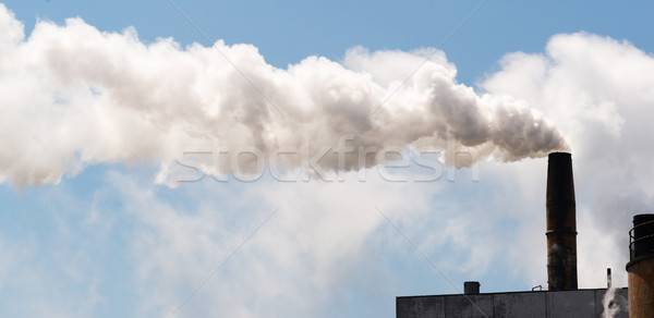 Paper Mill Smokestack White Smoke Blue Sky  Stock photo © cboswell
