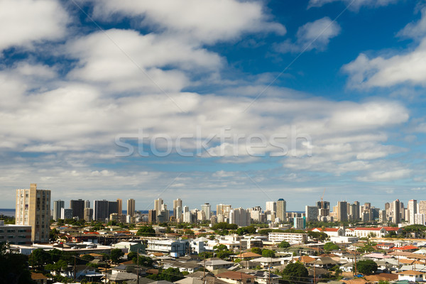 白 雲 藍色 住宅 家園 市中心 商業照片 © cboswell