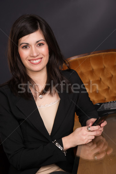 Ordinary Brunette Woman Draws Attention Girl Next Door Business  Stock photo © cboswell
