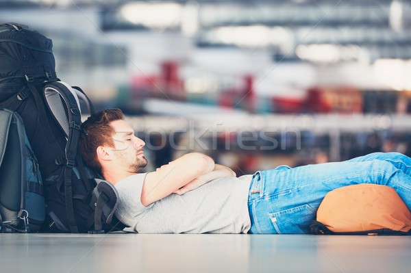 Wachten vertrek reiziger luchthaven vertraging vlucht Stockfoto © Chalabala