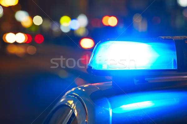 Polizei Auto Straße Nacht Straße blau Stock foto © Chalabala