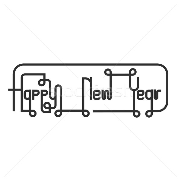 Stock photo: Happy new year lettering abstract background.Handdrawn Happy new