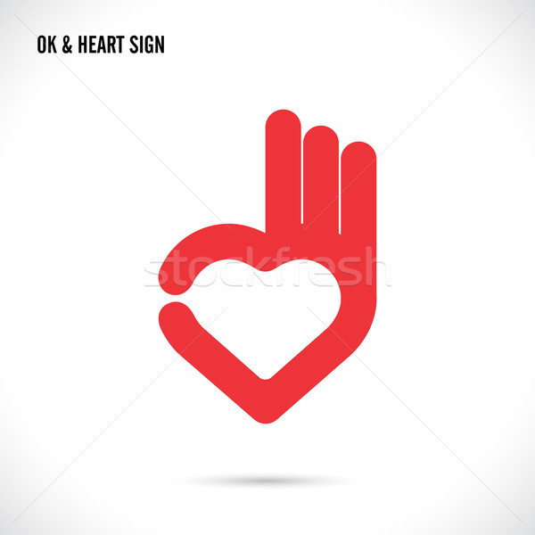 Creative hand and heart shape abstract logo design.Hand Ok symbo Stock photo © chatchai5172