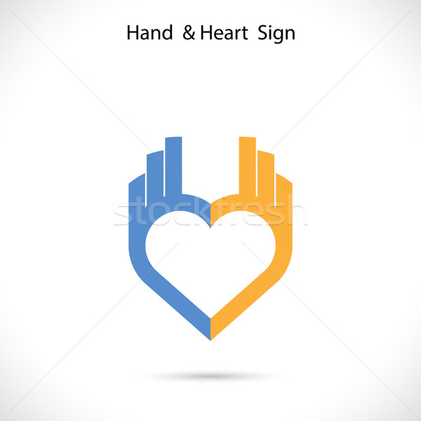 Creative hand and heart shape abstract logo design.Hand Ok symbo Stock photo © chatchai5172