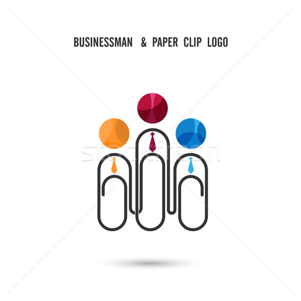 Businessman and paper clip logo design .Together union symbol of Stock photo © chatchai5172