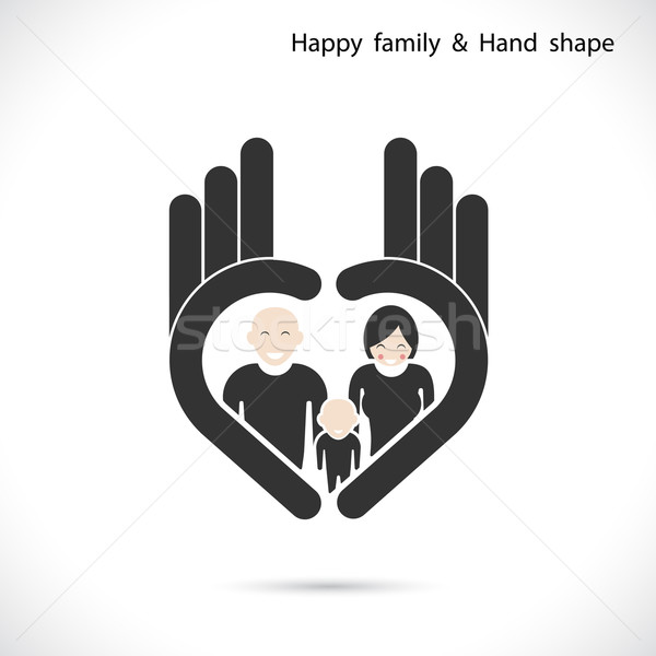 Main icône famille heureuse symbole affaires [[stock_photo]] © chatchai5172