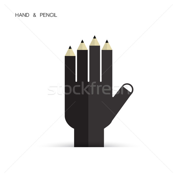 Creative pencil and hand icon abstract logo design vector templa Stock photo © chatchai5172