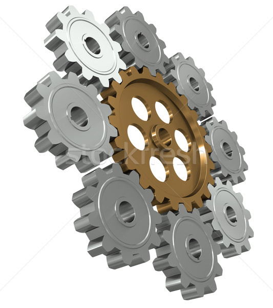 Group gears. Symbol leader in team work Stock photo © cherezoff