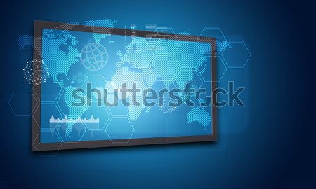 Tablet pc emits letters, numbers and smoke Stock photo © cherezoff