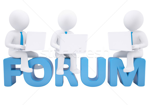 3d man sitting with a laptop on the word forum Stock photo © cherezoff