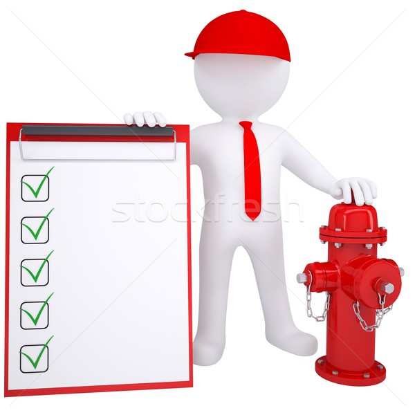 3d white man next to a fire hydrant Stock photo © cherezoff