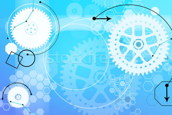 Stockfoto: Abstract · mechanisch · versnellingen · Blauw · symbolen