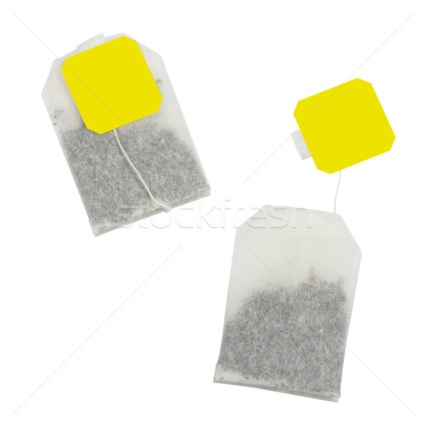 Tea bag with yellow label without inscription Stock photo © cherezoff