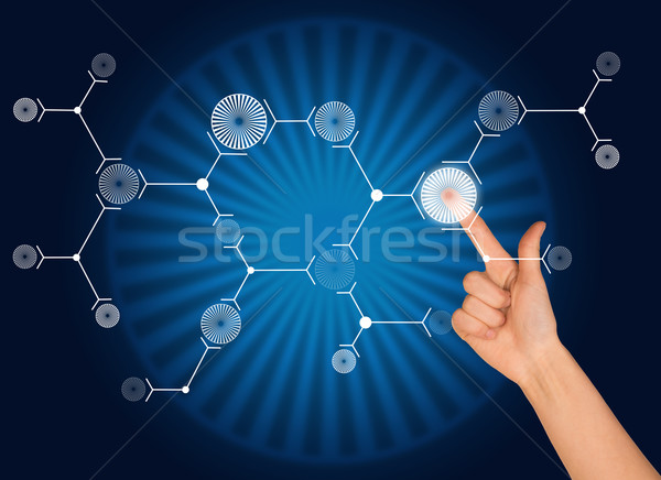 Zeigefinger weiß Kreis Verbindung blau Zeichen Stock foto © cherezoff