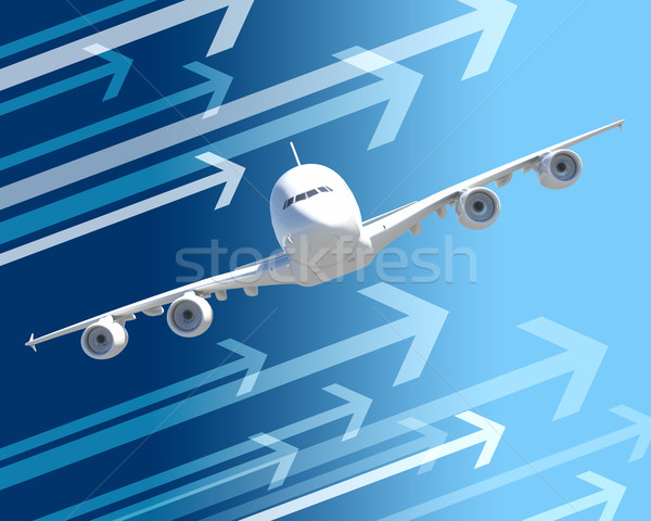 Jet pijlen Blauw abstract reizen vliegtuig Stockfoto © cherezoff