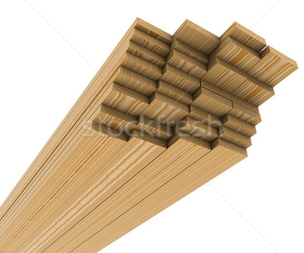 A stack of pine boards on a white background Stock photo © cherezoff