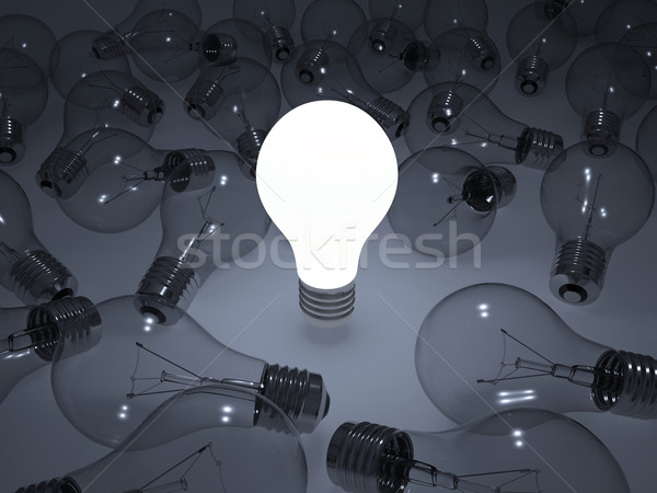 Glühend Glühlampe herum nicht Glühbirnen 3d render Stock foto © cherezoff