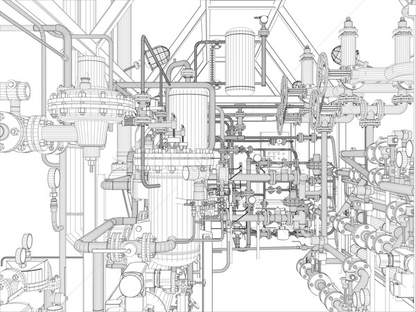 Industrial equipment. Wire-frame render Stock photo © cherezoff